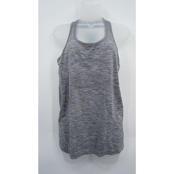 Lululemon Swiftly Tech Racerback Tank Top Heathered Slate Grey White Size 8 - Picture 2 of 9